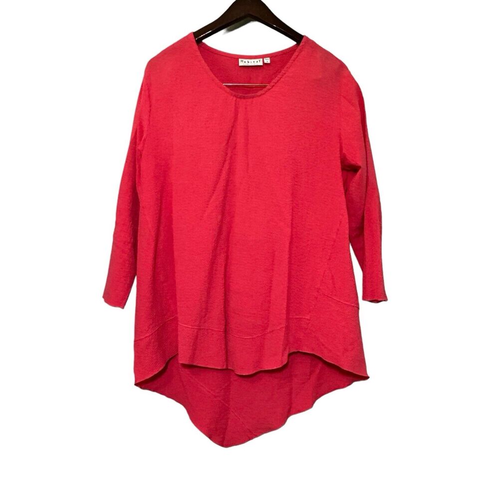 Habitat Clothes To Live In Blouse Tunic Top Small Solid 3/4 Sleeve Lagenlook
